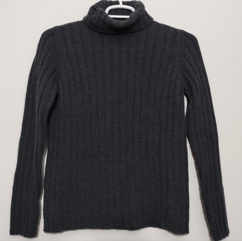 Vtg Made In Italy Of Benetton Ribbed Knit Sweater Turtle Neck Fisherman Preppy